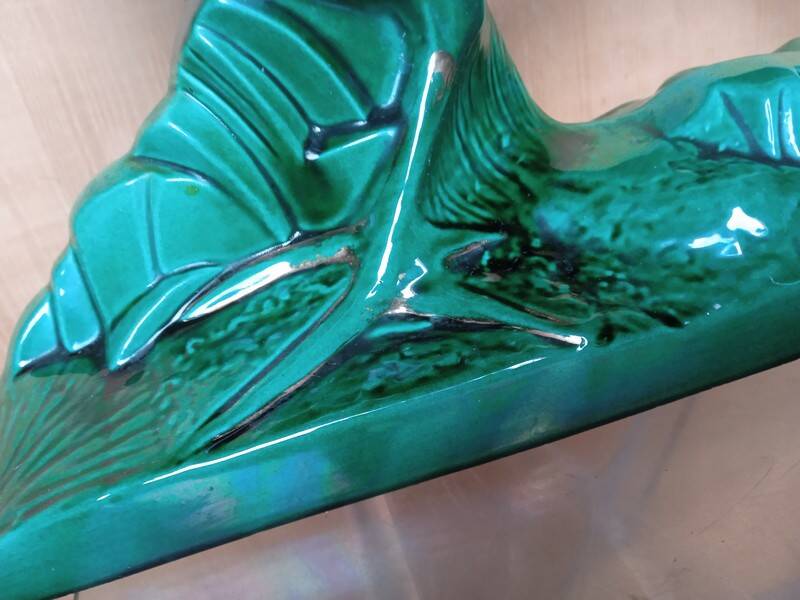 Pheasant statue sculpture glazed ceramic Ch.Lemanceau Art Deco