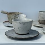 Modular Indonesian ceramic tableware service (6 elements + cups)