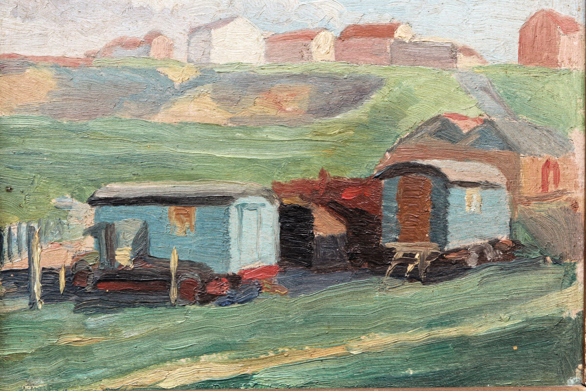 Oil on panel "The Caravans", 1945