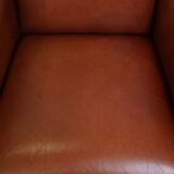 Majestic, luxurious set of 4 cognac-colored cowhide leather Art Deco design armchairs