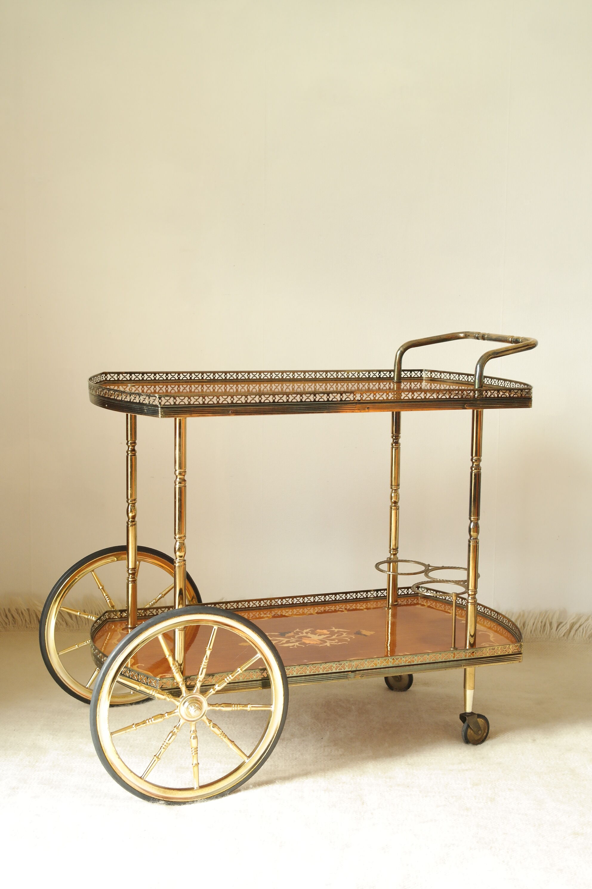 Desserte bar vintage in mahogany marquetry