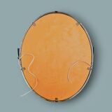 Oval wall mirror in gilded brass with double sconces – 1950s/60s