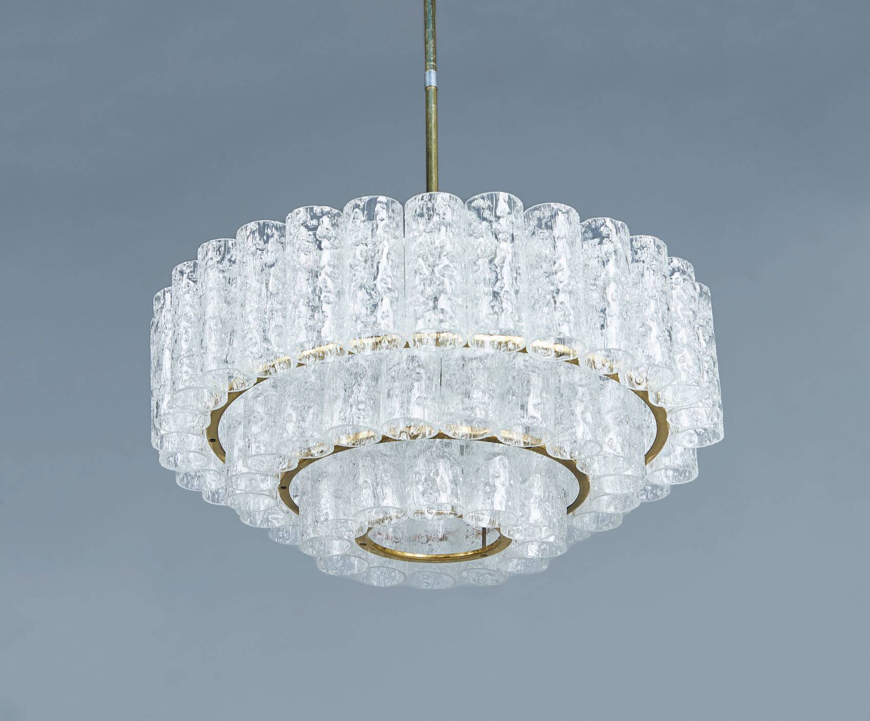 Glass and Brass Chandelier from Doria Leuchten, 1960s