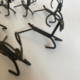 Set de 12 porte couteaux 1970 art populaire en fer brut