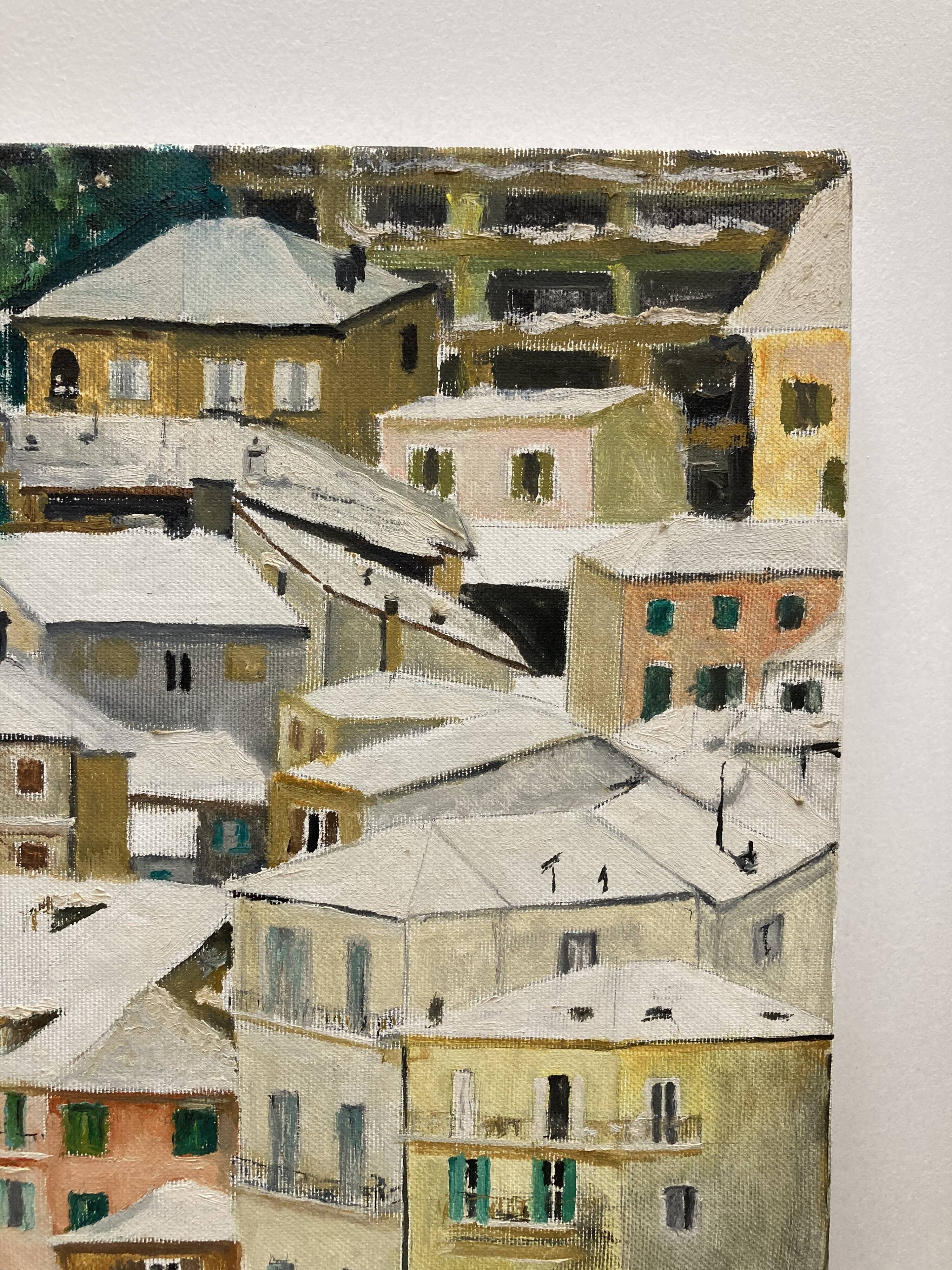 Painting on vintage canvas