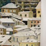 Painting on vintage canvas