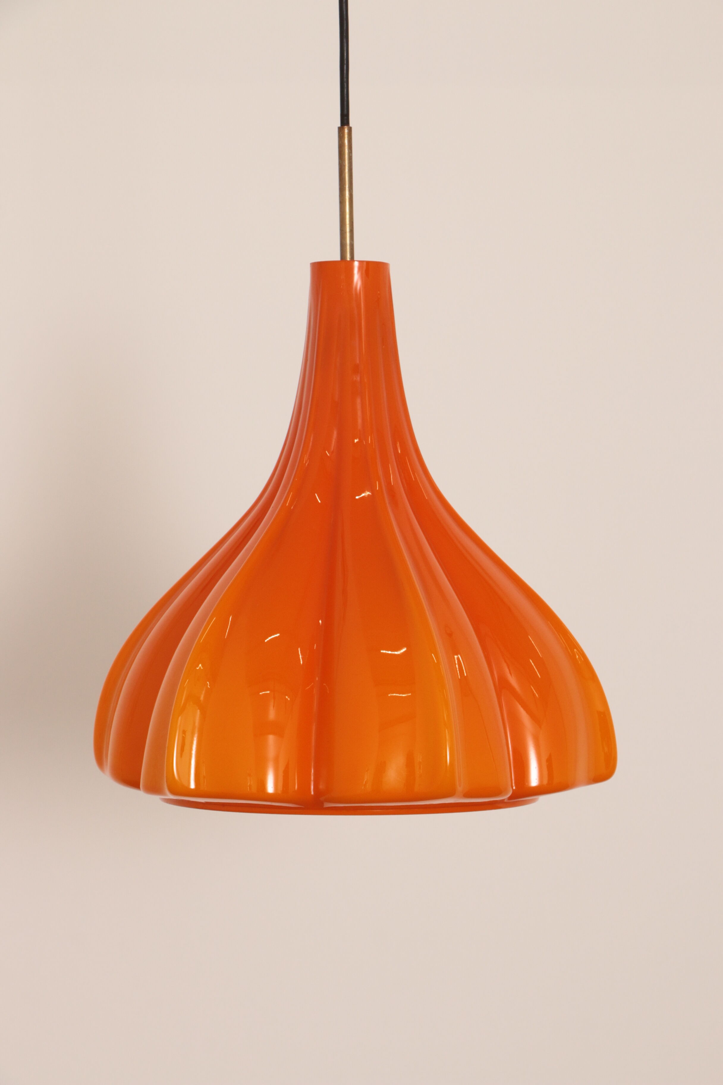 Vintage Orange Glass Pendant Lamp By Peill And Putzler 1960