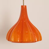 Suspension vintage en verre orange par Peill et Putzler 1960