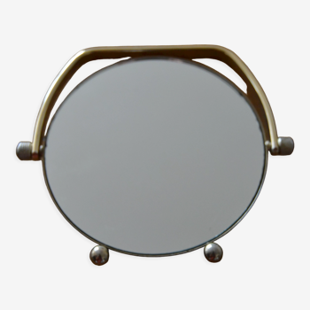 Vintage brass barber mirror, 1970