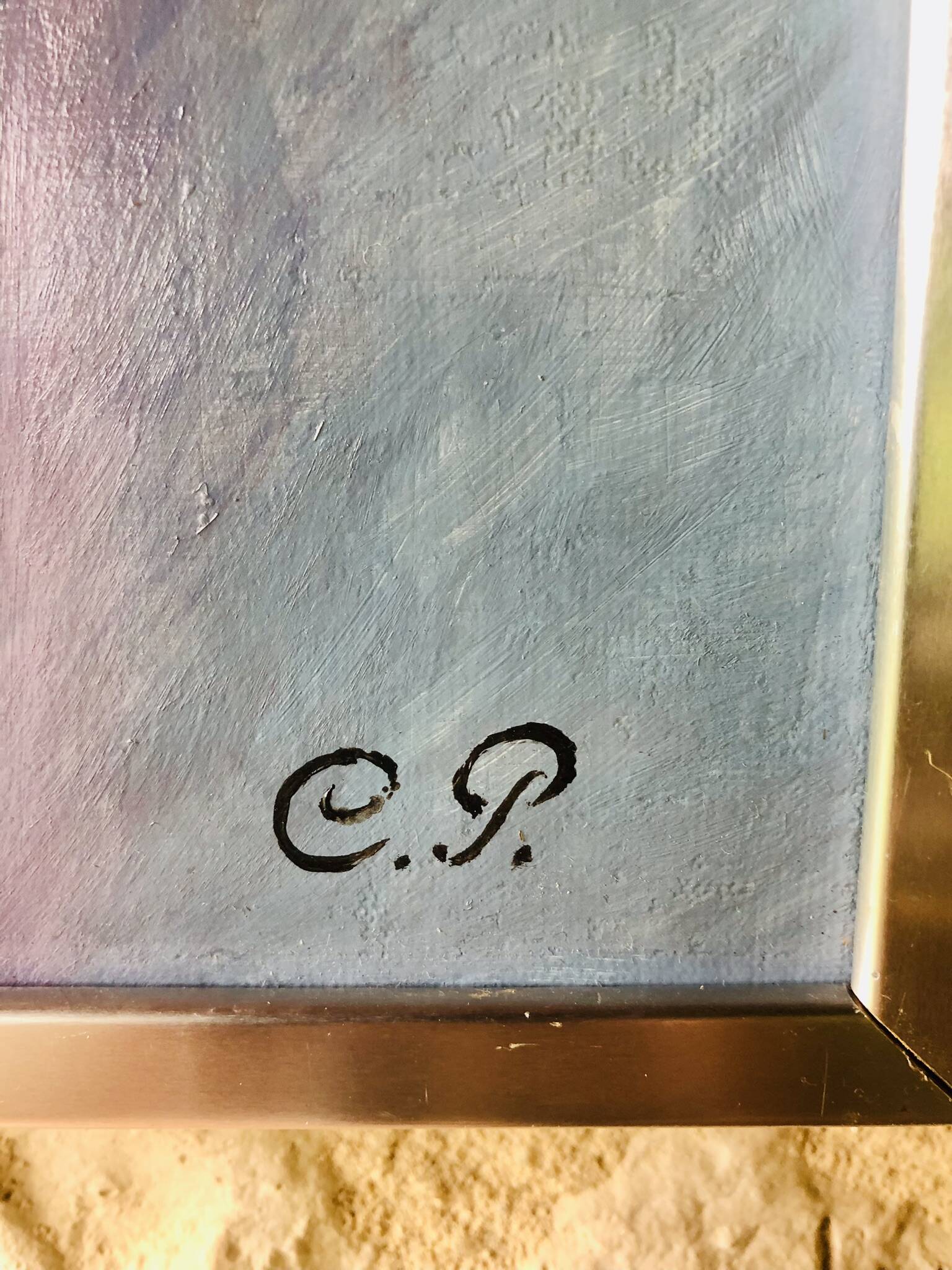 Vintage abstract painting, signed, circa 70's/80's