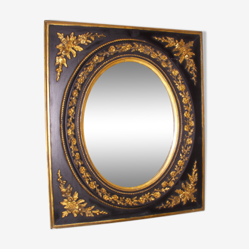 Mirror wood dore and blackened time Napoleon III 52x62cm