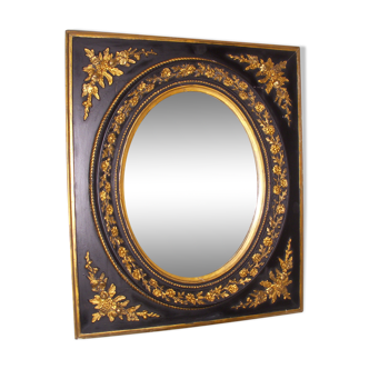Mirror wood dore and blackened time Napoleon III 52x62cm
