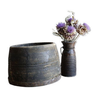 Old wooden pot