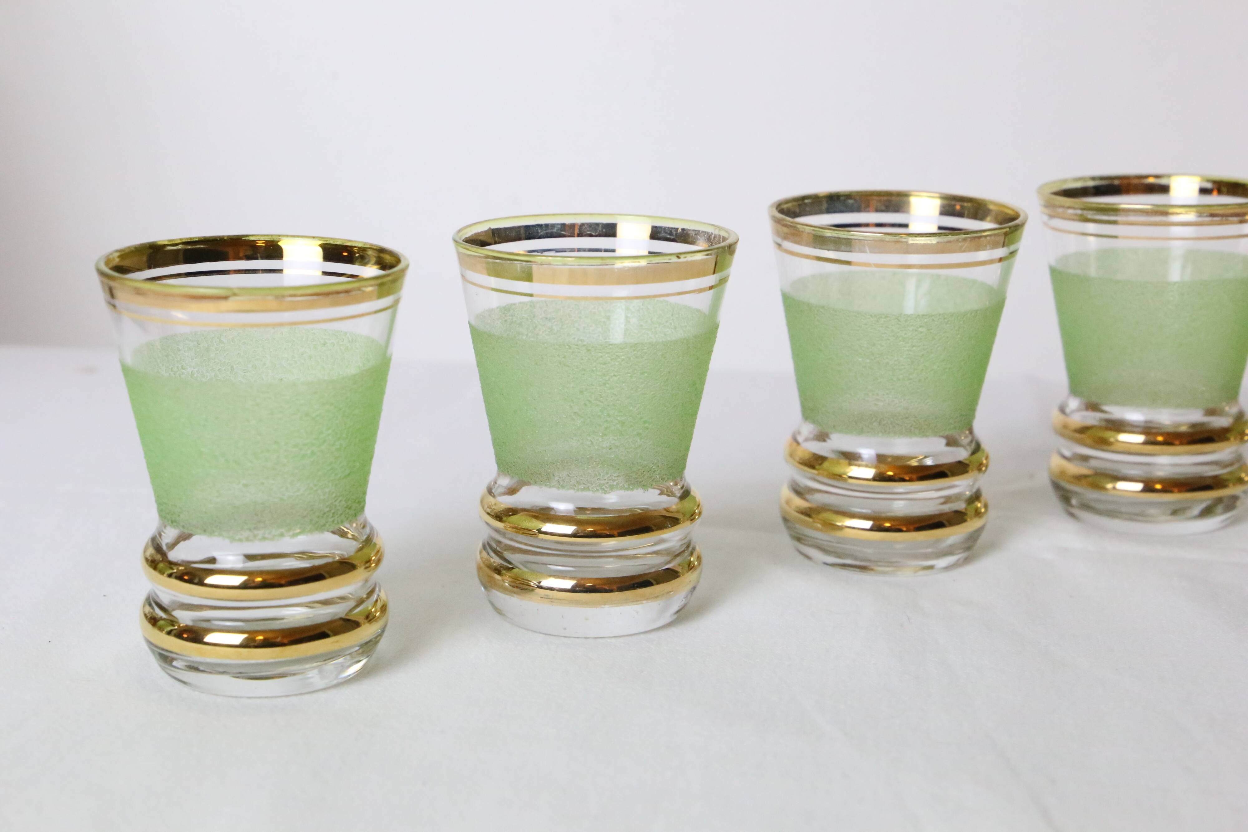 Set of 6 vintage glasses, granite and gold, vintage, authentic, 70s