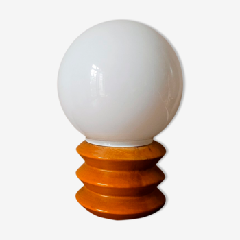 Wooden bedside lamp and opaline sphere