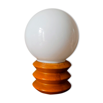 Wooden bedside lamp and opaline sphere