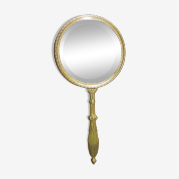 Face à main miroir en bronze doré XIX ème