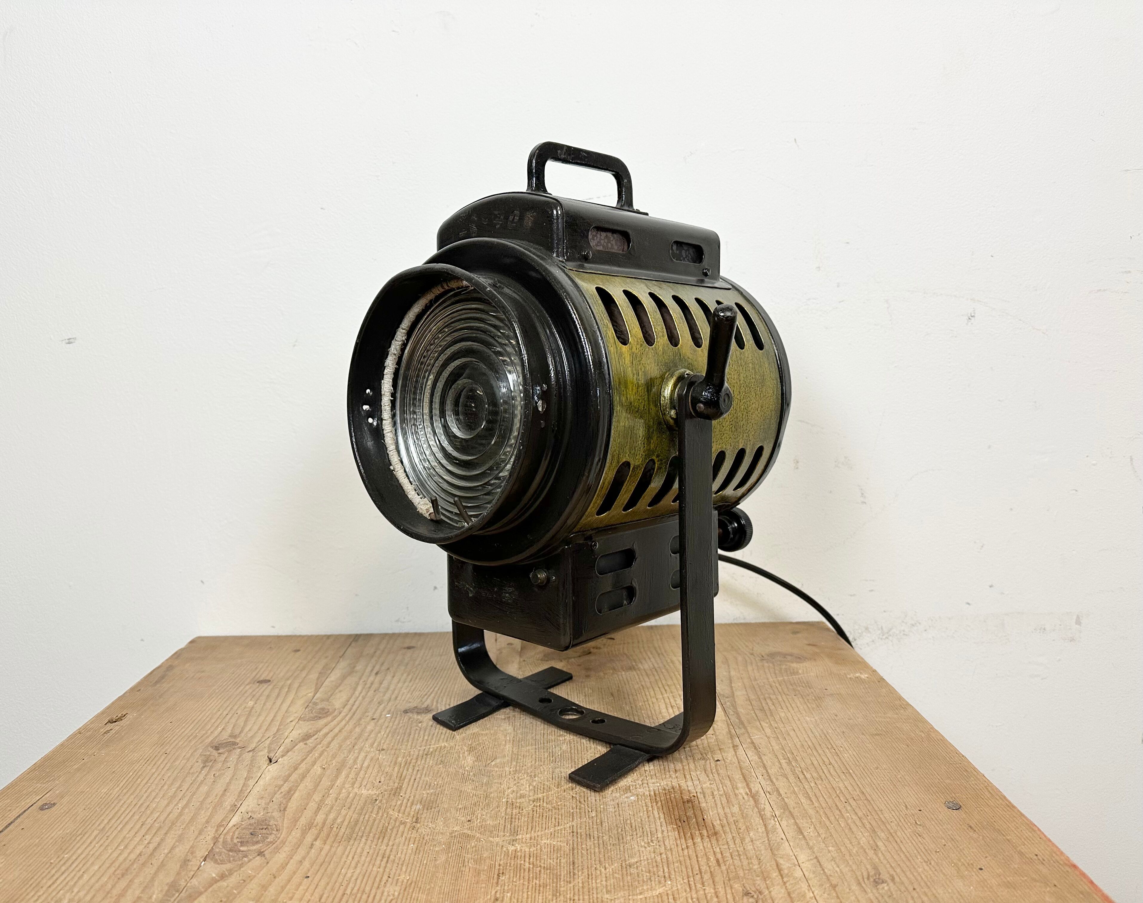 Vintage black theatre spotlight table lamp, 1960s