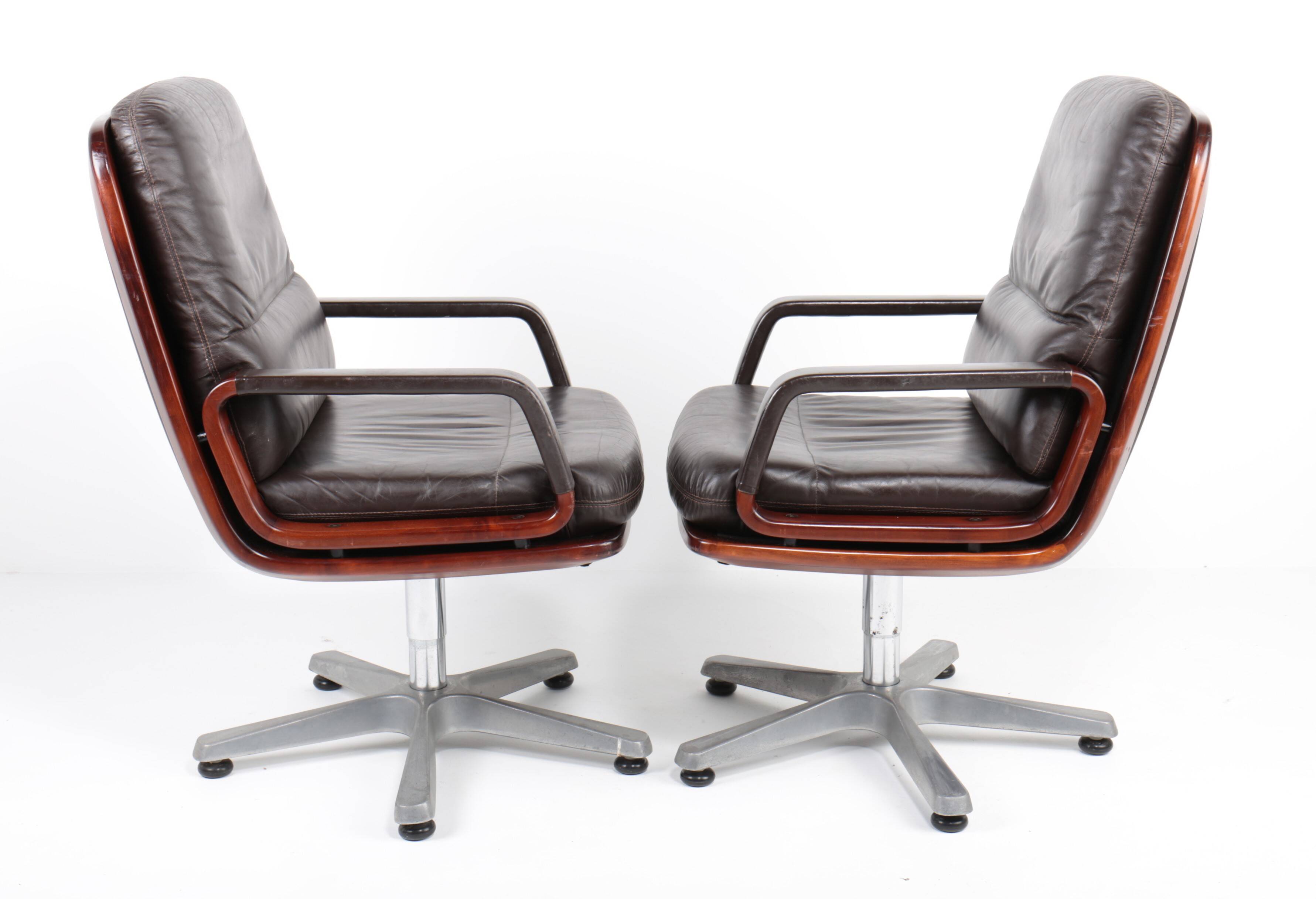 Pair of leather visitor armchairs by Eugen Schmidt