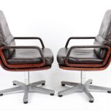 Pair of leather visitor armchairs by Eugen Schmidt