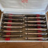 Complete silver metal cutlery housewife for 12 people