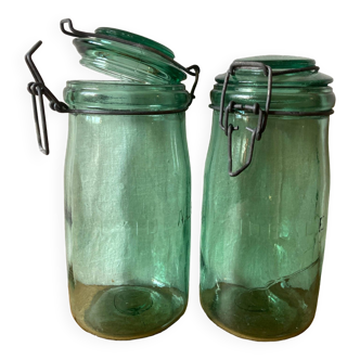 Set of 2 old L'ideale jars, 1940s