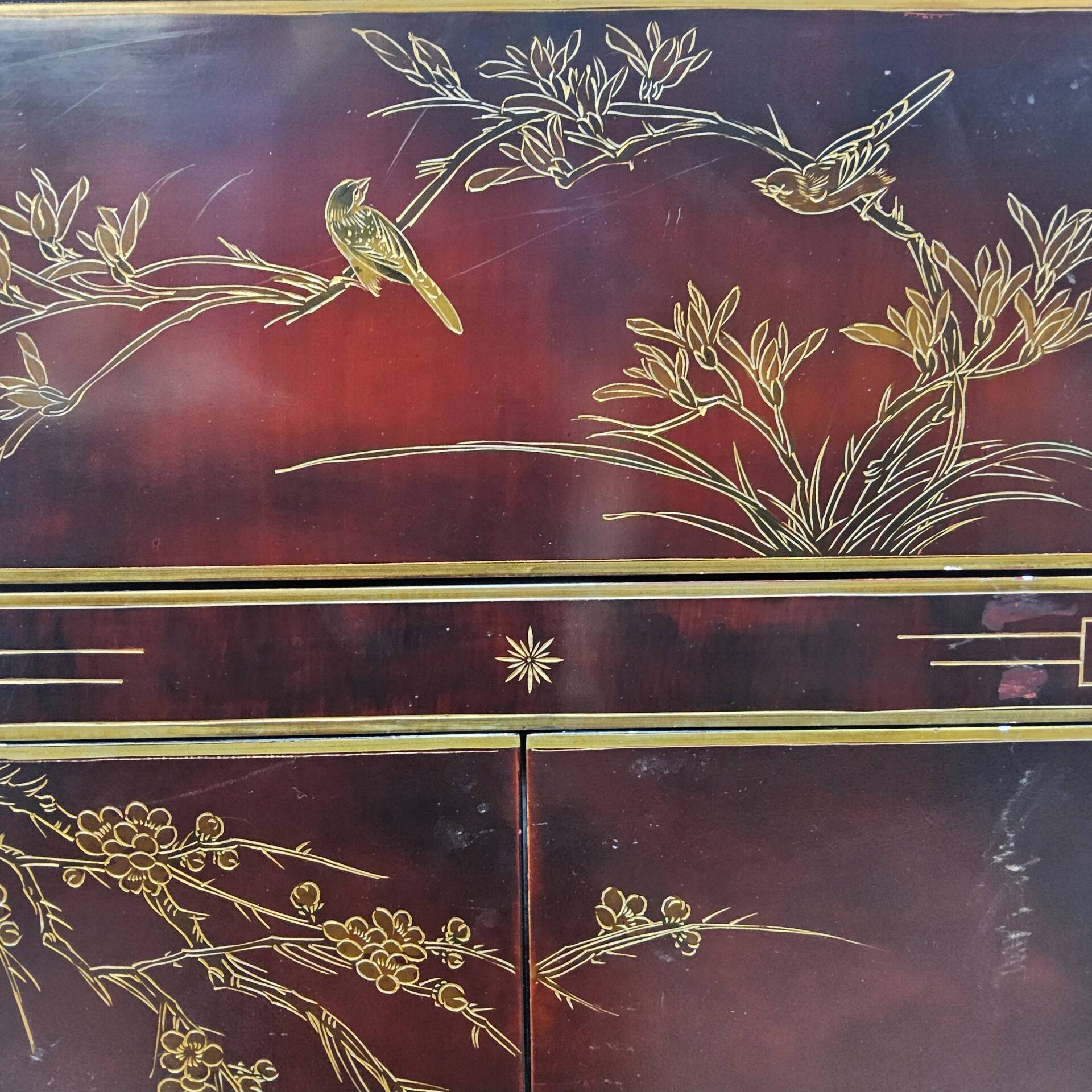 Vintage Chinese record player cabinet / Asian vinyl cabinet
