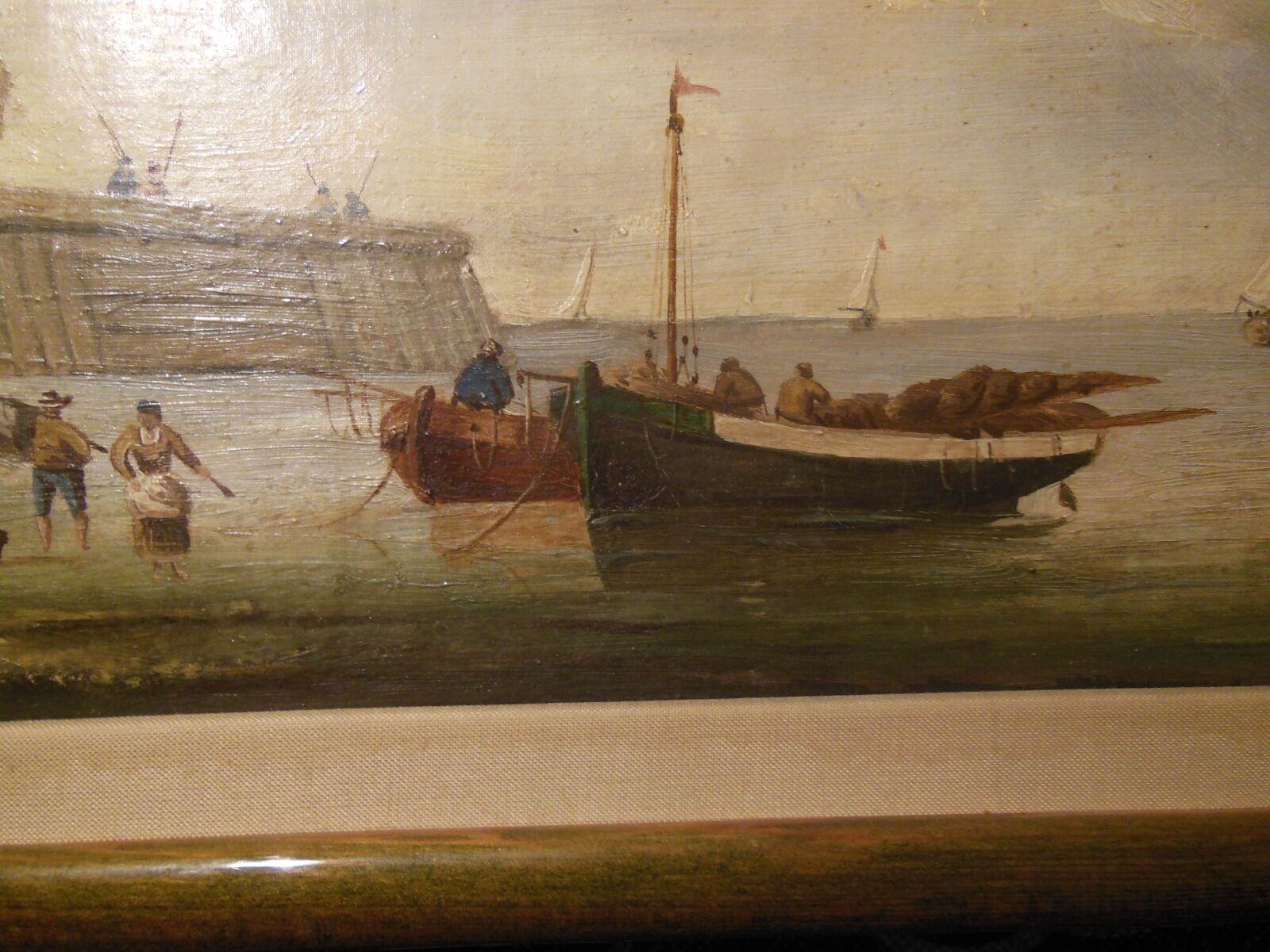 Marine oil on marouflée canvas breton school A. Hervé