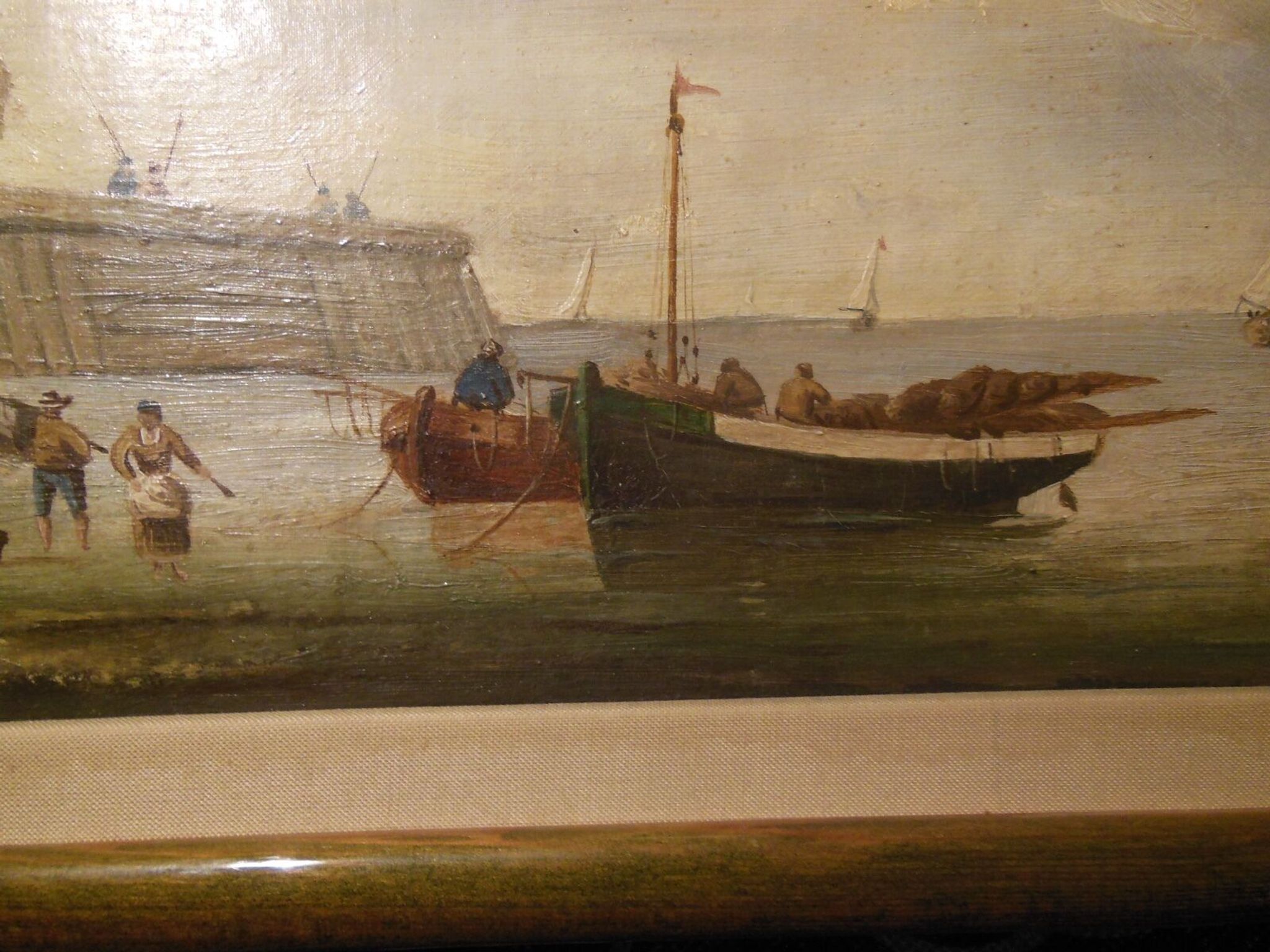 Marine oil on marouflée canvas breton school A. Hervé