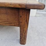 Rustic farmhouse coffee table with two drawers, solid oak, 19th century - 1.97m