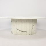 Mid-century italian marble oval coffee table, 1980s