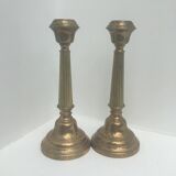 Pair antique bronze candlesticks