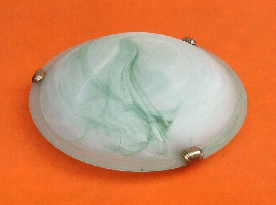 Wall lamp / ceiling lamp satin curved glass cover with marbled green effect