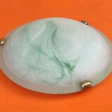 Wall lamp / ceiling lamp satin curved glass cover with marbled green effect