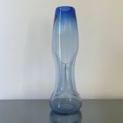 Beautiful Vintage Murano Modern Vase, Blue and Clear Glass, 1970's