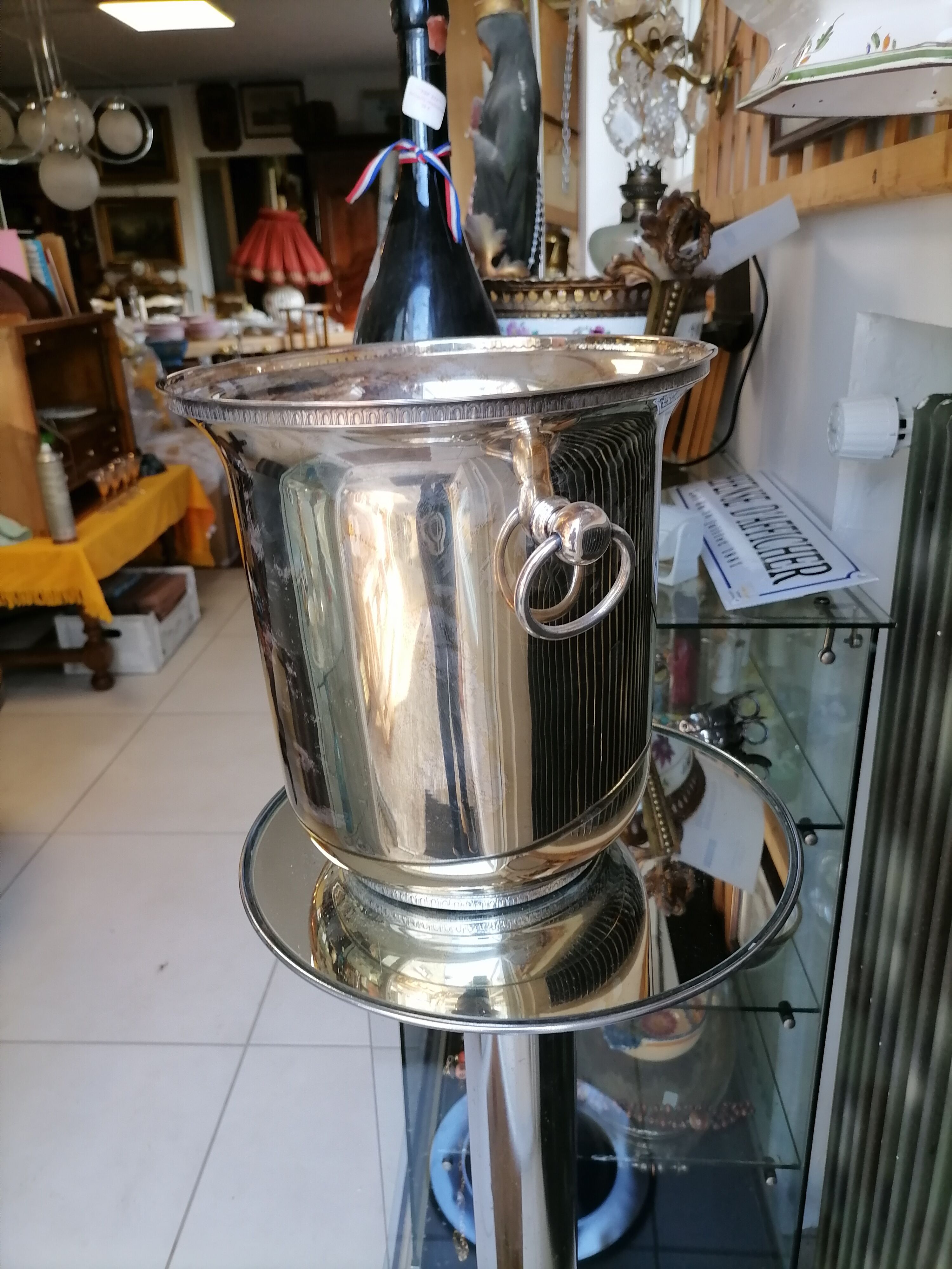 Silver metal champagne bucket