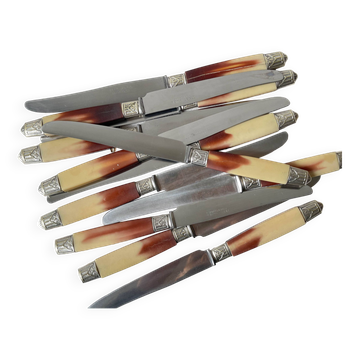 12 vintage Pradel stainless steel bakelite knives