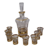 Service à liqueur en verre gravé et dorure