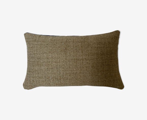 Coussin bi face beige bleu marine