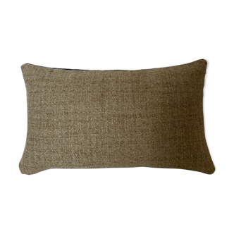 Coussin bi face beige bleu marine