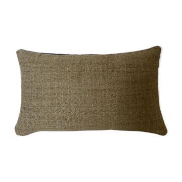 Coussin bi face beige bleu marine