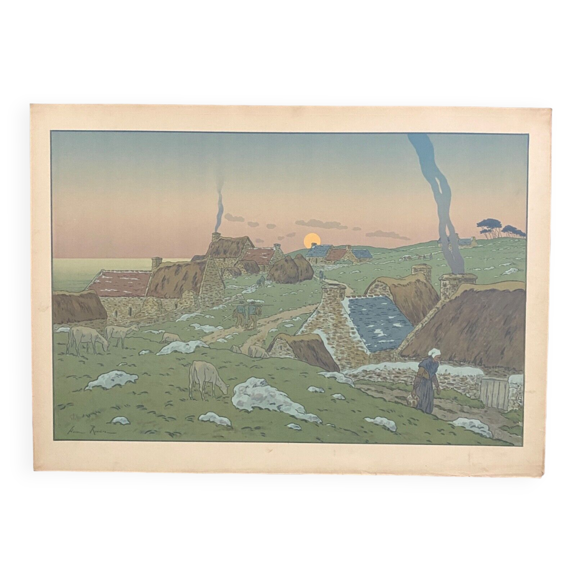Lithographie par Henri Rivière Le Lever de la Lune
