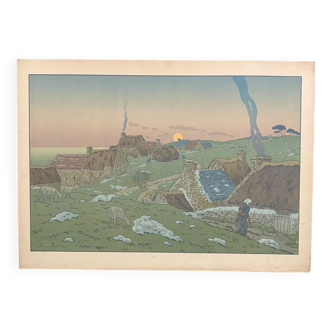 Lithographie par Henri Rivière Le Lever de la Lune