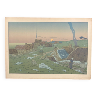 Lithograph by Henri Rivière The Rising of the Moon