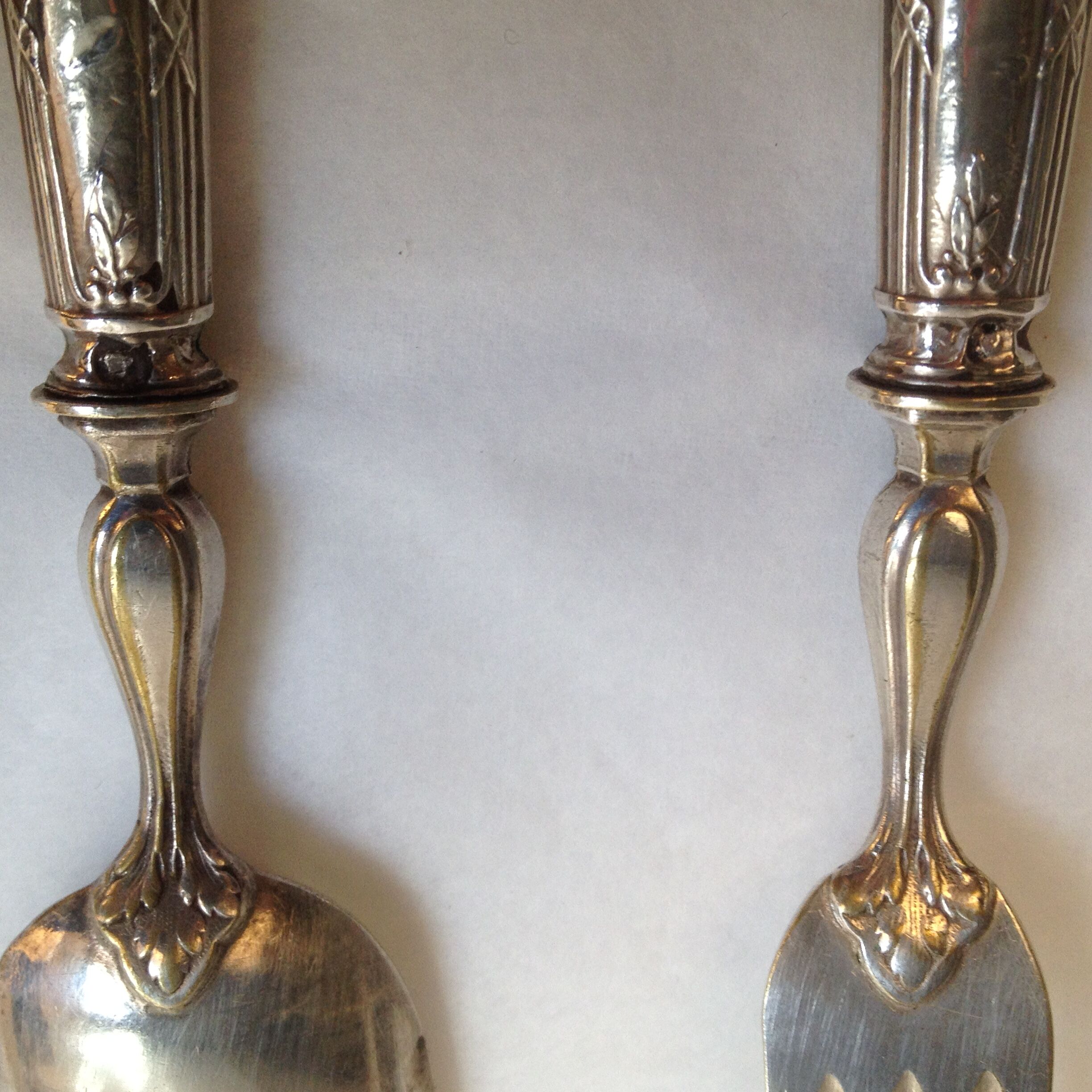 2 serving cutlery in cored silver and silver metal