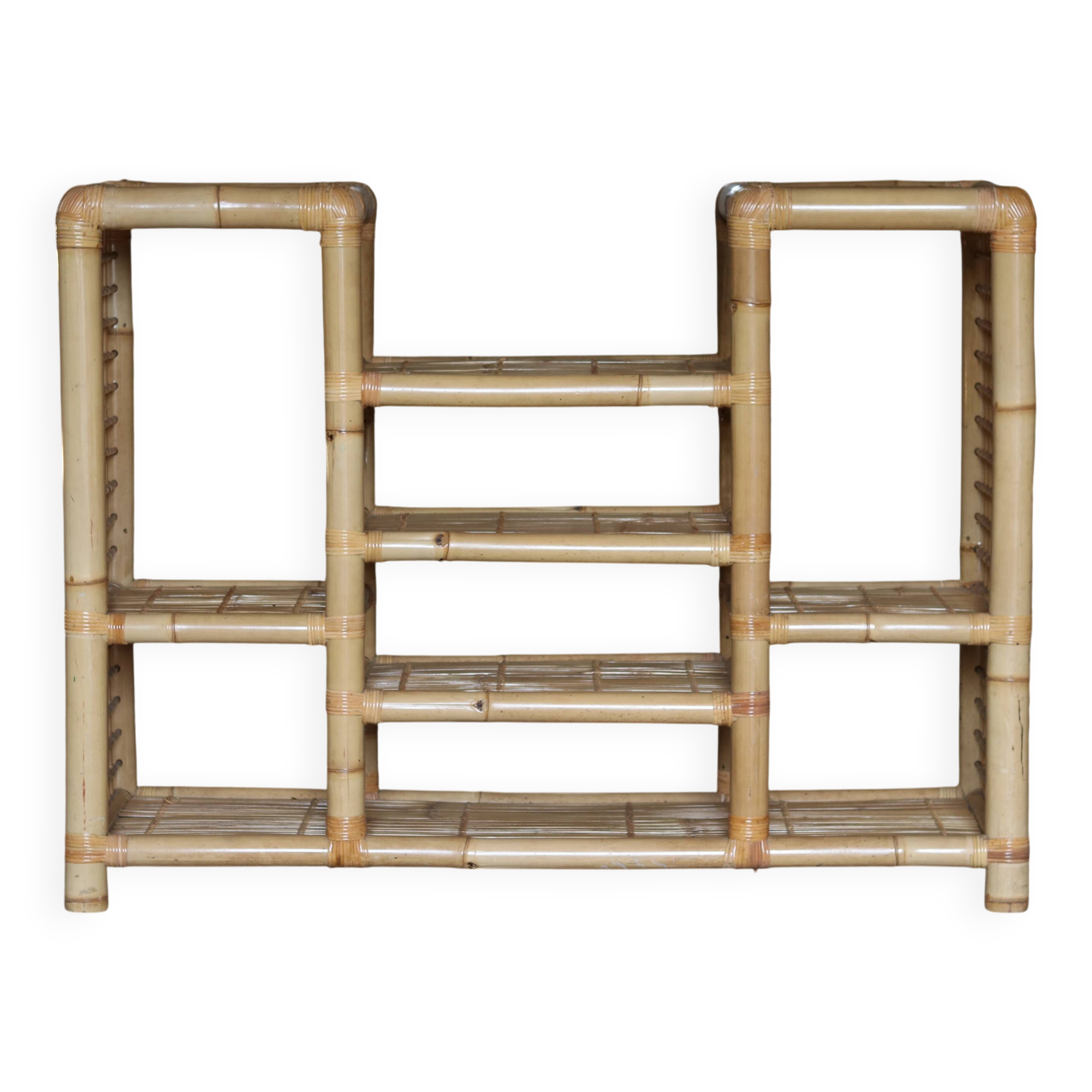 Spectacular vintage bamboo shelf
