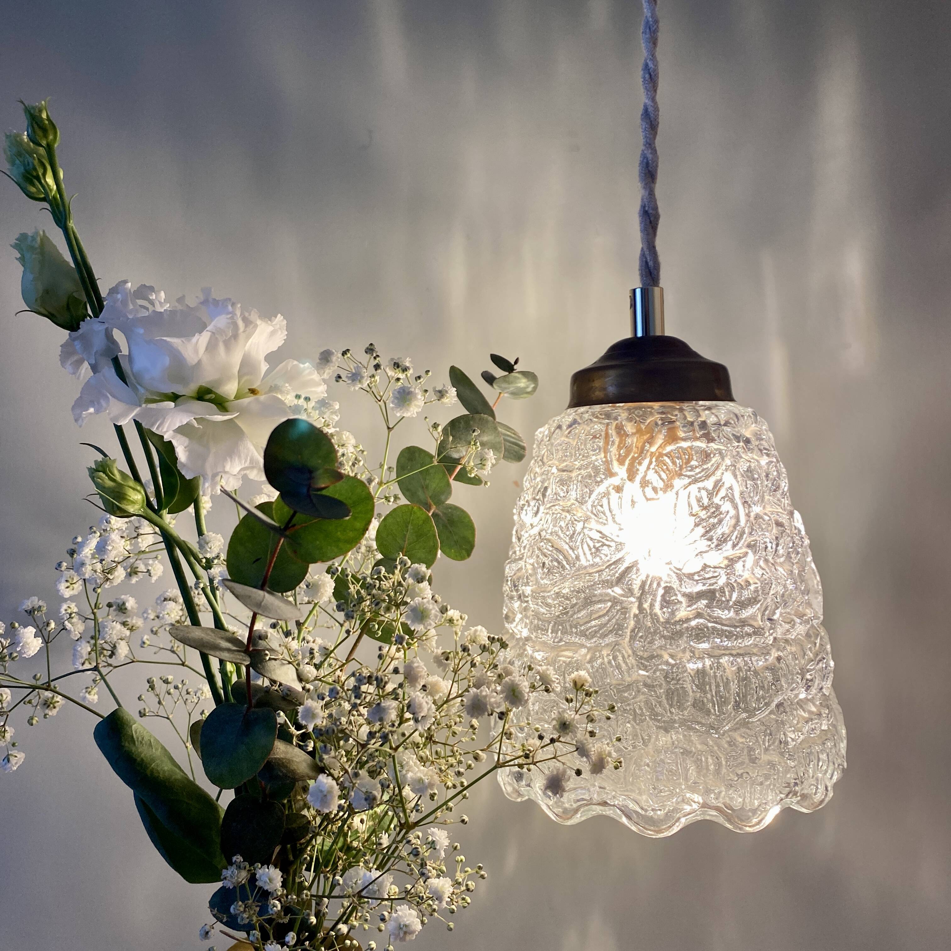 Vintage globe pendant in molded glass