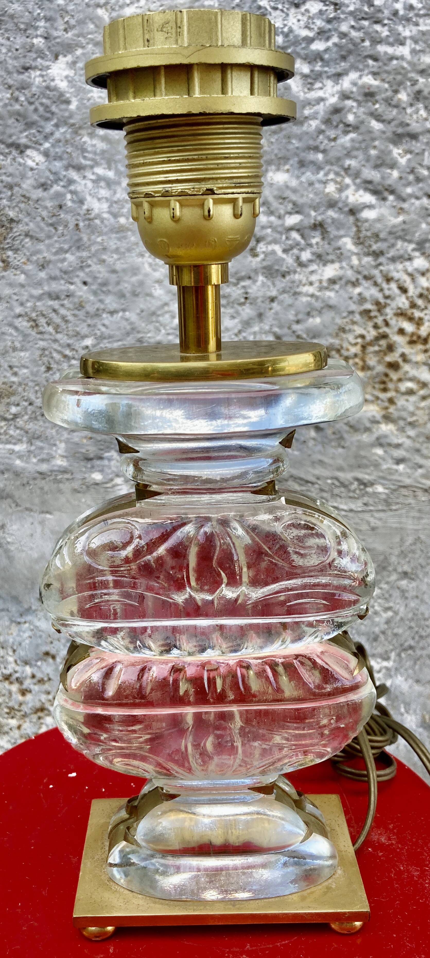 Glass Desk Lamp with Baguès House Urns, 1950s vintage