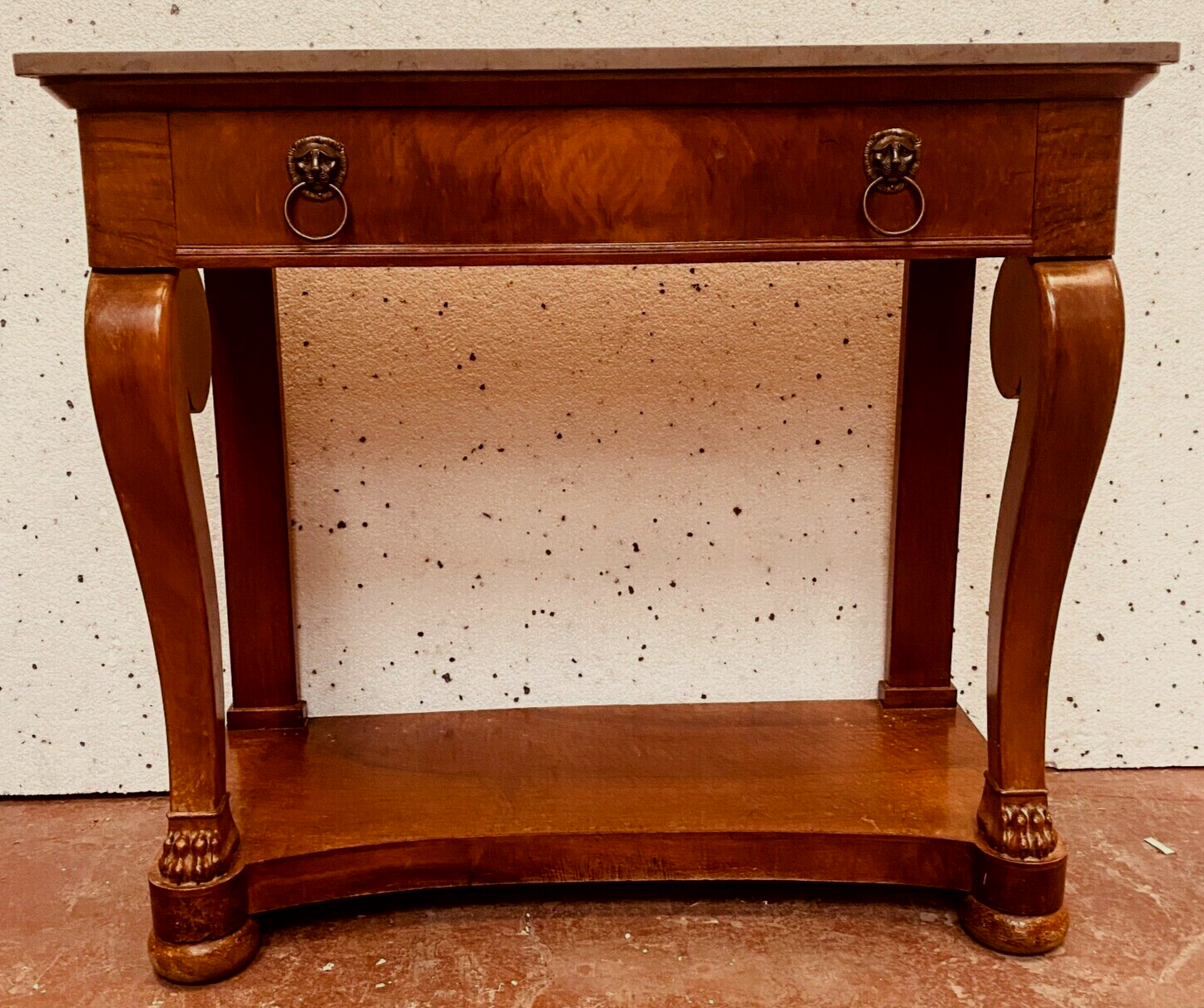 Empire console in walnut and marble top XIX century