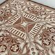 Vintage wooden and antique earthenware trivet, brown tile design